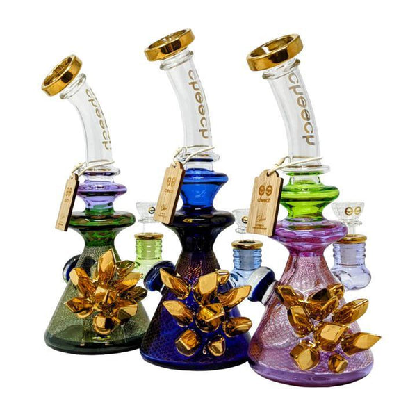 Cheech Glass - 10" Air Trap Growing Gold Crystal Rig Water Pipe - with 14M Bowl (CHE-241)