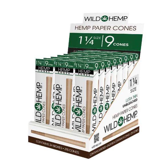 Wild Hemp Ultra Thin Unbleached Paper Cones 11⁄4 9CT