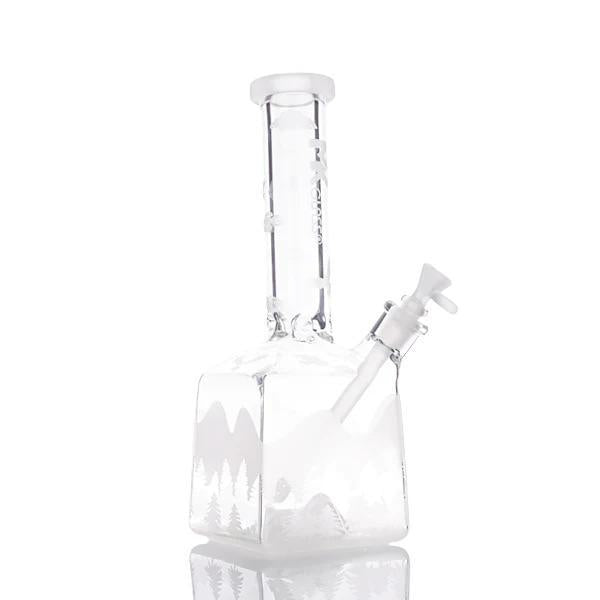 Mk Glass 12" Sand Blasted Peacock Hexagon Beaker Water Pipe