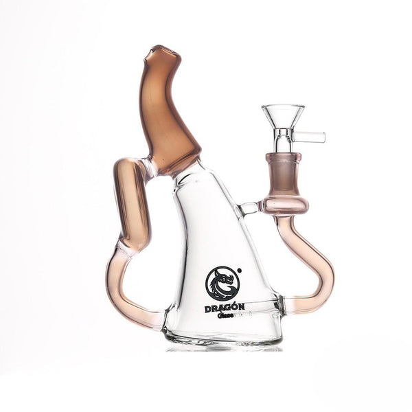 Dragon Glass Water Pipe Swervy Body Design With Inline Perc + Hand Grip & Slightly Bent Neck - 265 Grams - 7.05 Inches [DGE-343]