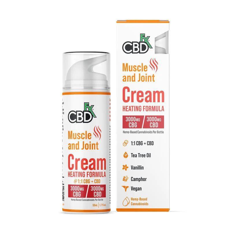 CBDfx 500MG CBG + 500 CBD Broad Spectrum Muscle and Joint Cream Heating Formula 50ML - 1.7 fl. oz