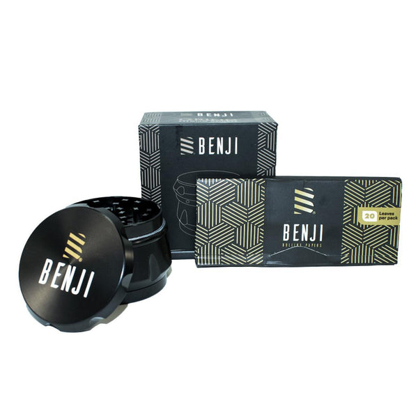 Benji GRIND Premium Metal Grinder With Rolling Paper Booklet - 4 Parts - 55MM