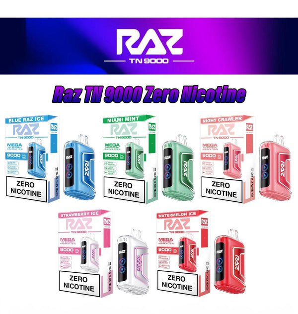 0% Nicotine RAZ TN9000 9000 Puff Disposable Vape ZERO Nicotine