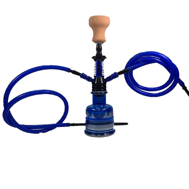 Golden Star Aluminum and Glass Double Hose Hookah - 17 Inches - Assorted Colors [30475D]