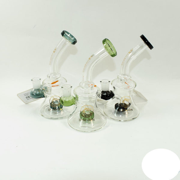 Dragon Glass Water Pipe Mini Rig With Tire Perc - 195 Grams - 7 Inches - Assorted Colors [DGE-085]