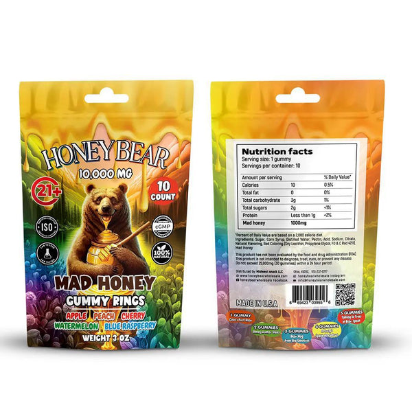 Honey Bear Mad Honey 10,000mg Gummy Rings 10ct