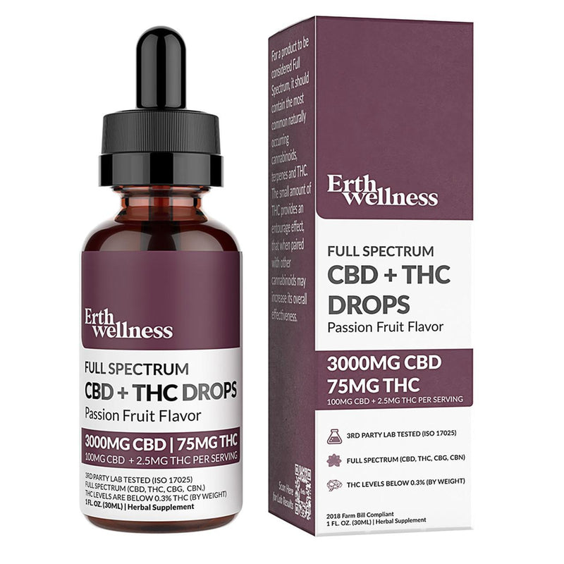 Erth Wellness 3000MG Full Spectrum CBD + 75MG THC Drops Tincture