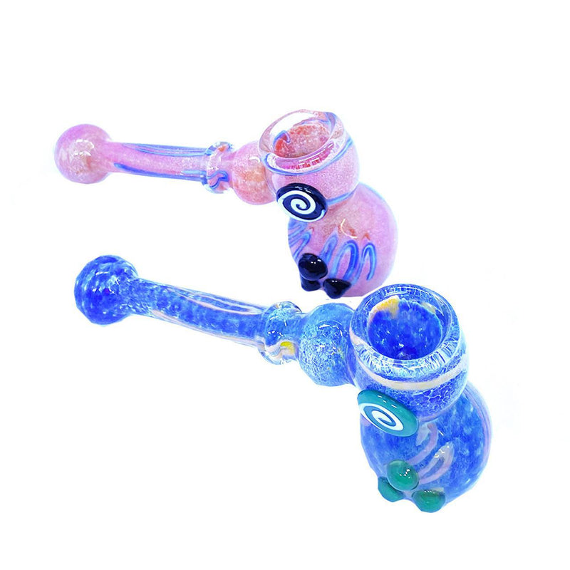 Glass Frit Design Spiral Button Bubbler 160 Grams 7 Inches Assorted Colors [S096]