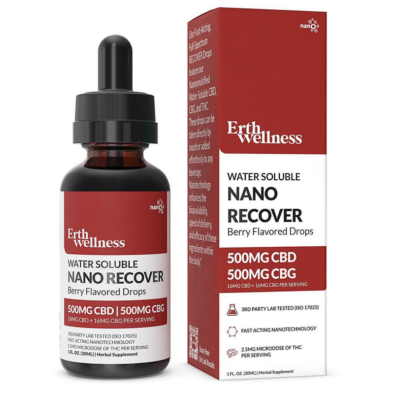 Erth Wellness 500MG Nano Recover CBD + CBG + CHC Water Soluble Drops 30ML