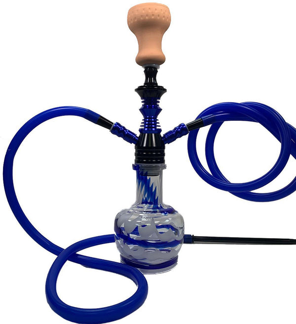 Golden Star Aluminum and Glass Double Hose Hookah - 17 Inches - Assorted Colors [30474D]