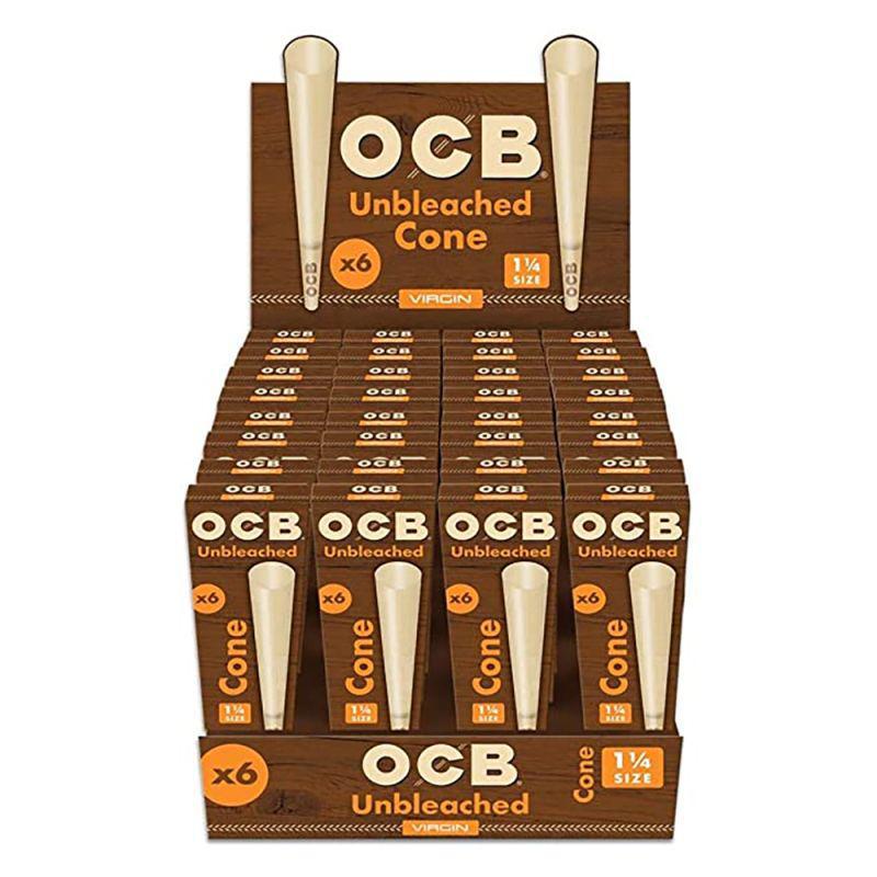 OCB Virgin 1 1/4 Cone Unbleached 6 Packs