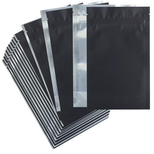 100ct 14g 1/2oz 5.8" Mylar Bags Clear / Black (8946)
