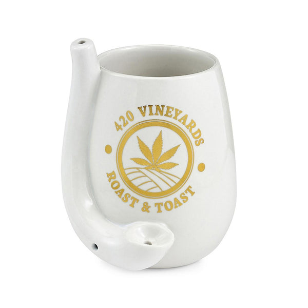 Premium Roast & Toast Ceramic Stemless Wine Glass Pipe By Fashioncraft