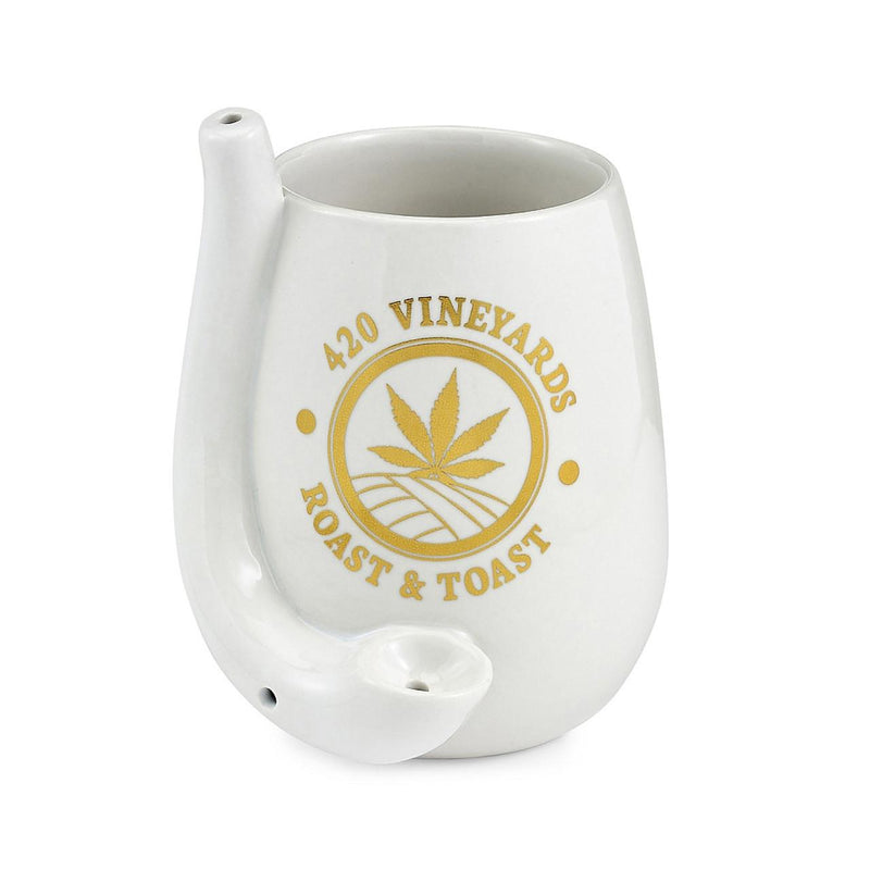 Premium Roast & Toast Ceramic Stemless Wine Glass Pipe By Fashioncraft